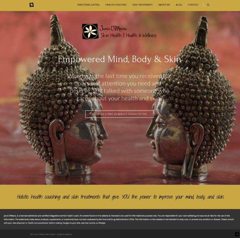 Empowered Mind, Body & Skin Home Page Mockup