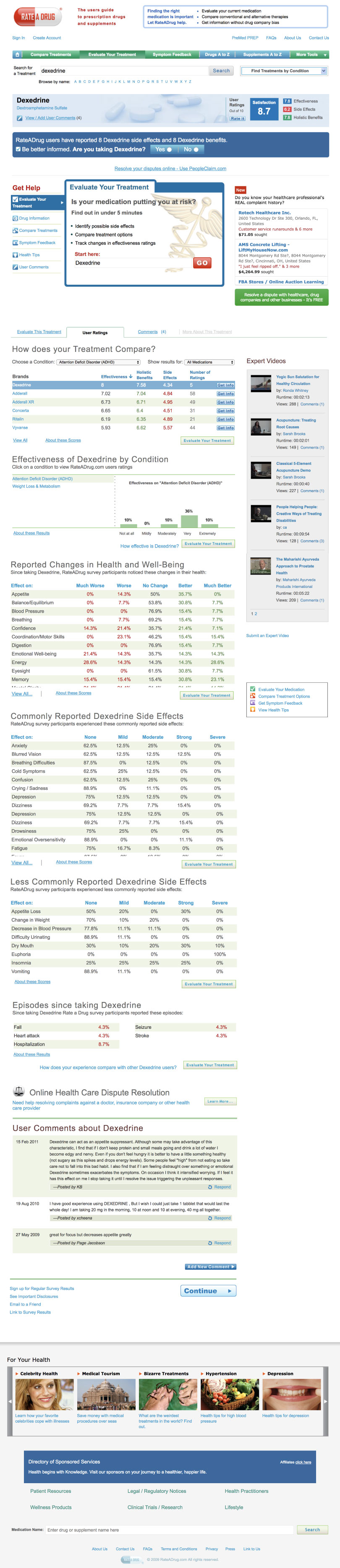 Rate a Drug Website Design & Analytics