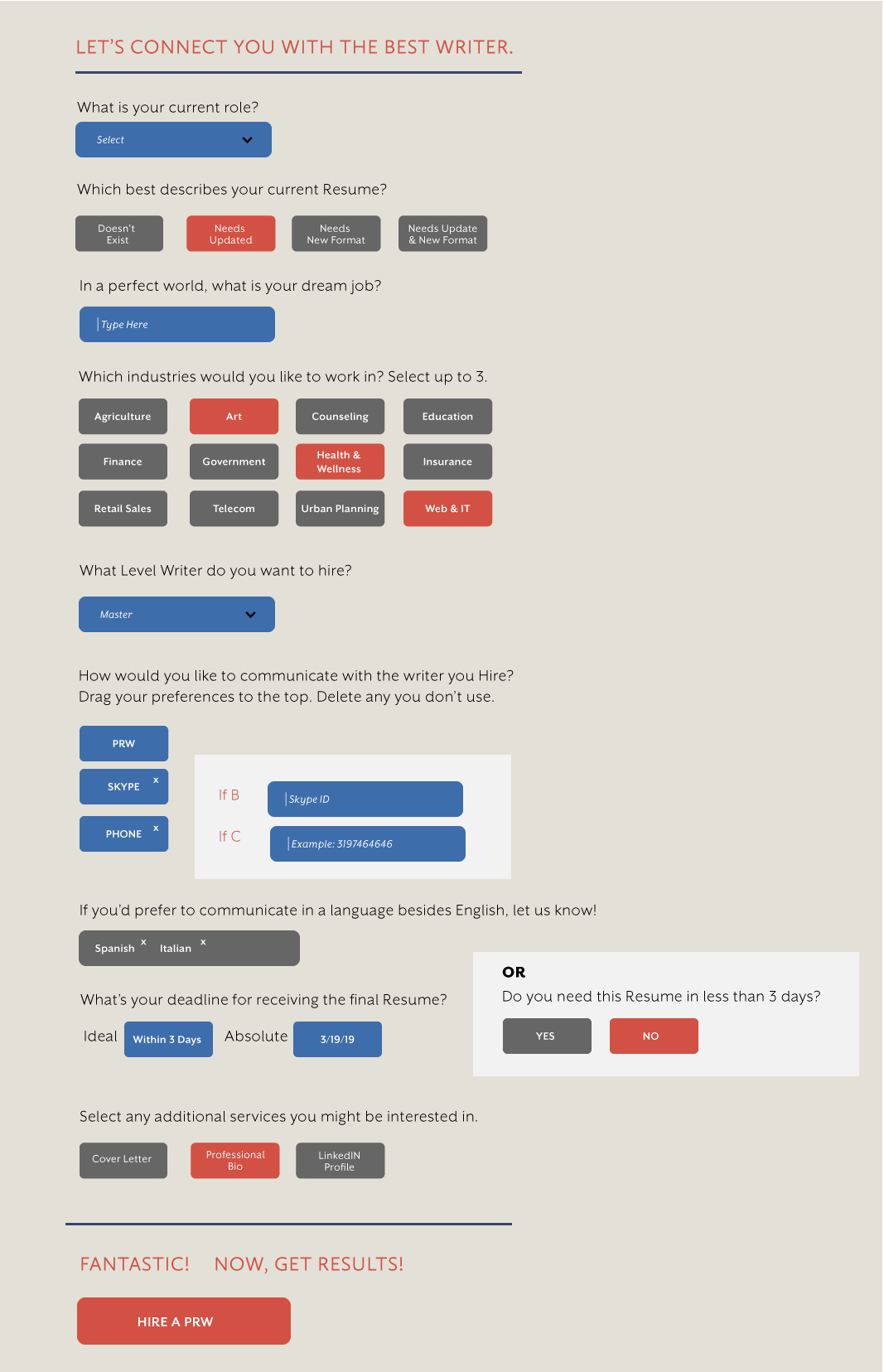 Professional Resume Builder Survey Design